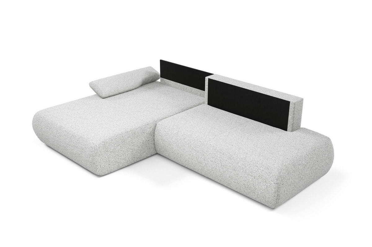 ECKSOFA DELTA L-S Hellgrau Geflochtener Stoff mit Schlaffunktion - Hellgrau, Holz (286/173.5cm) - MASSENO