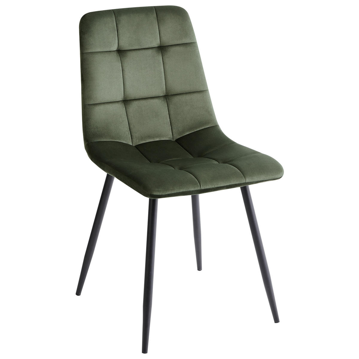 ESSZIMMERSTUHL 4er Set Samtstoff Olivgrün Powell - Schwarz/Olivgrün, Textil/Metall (45/88/62cm) - Beliani