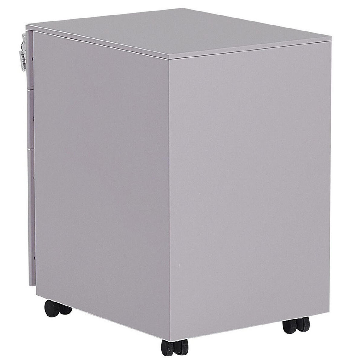 AKTENSCHRANK Metall grau 3 Schubladen mit Rollen Cami - Grau, Metall (39/60/50cm) - Beliani