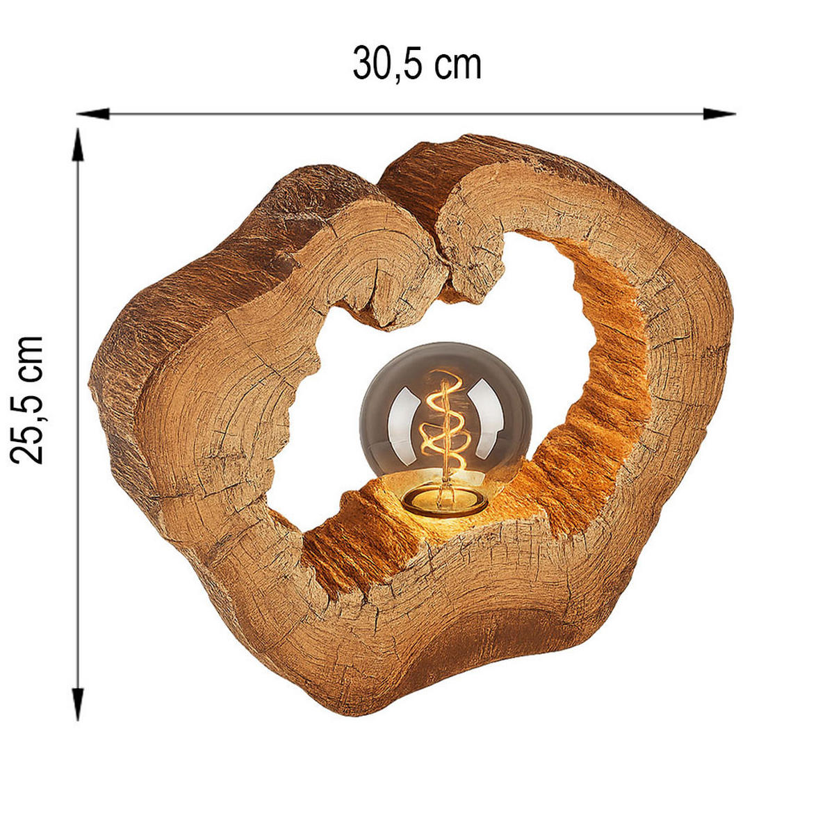 LED TISCHLEUCHTE VINZENZ Braun Holzoptik - Braun, Kunststoff (30.5/8.5/25.5cm) - Globo Lighting