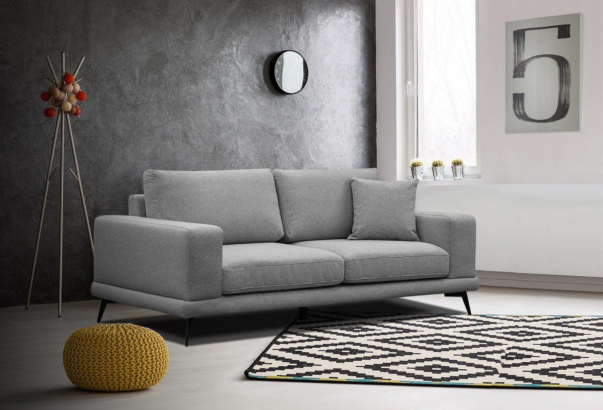 SOFA MEDIOLANE 2,5-Sitzer, grau - Grau, Holzwerkstoff/Textil (203/87/96cm) - Courtois Laville