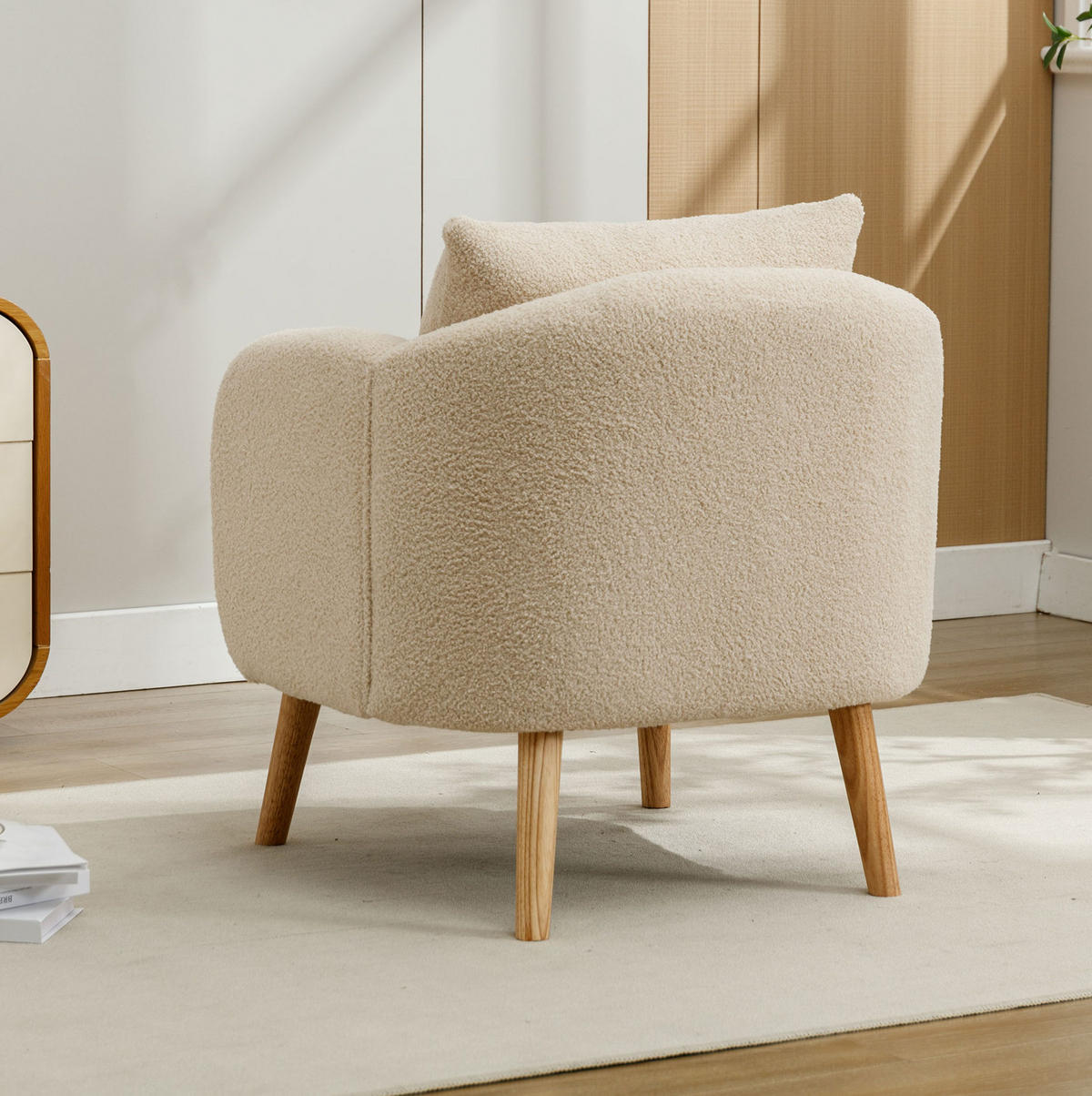 SESSEL Teddy-Samt mit Rückenkissen, extra dickem Sitzkissen 71/72/71 cm Beige - Beige, Textil (72/71/71cm) - Redom