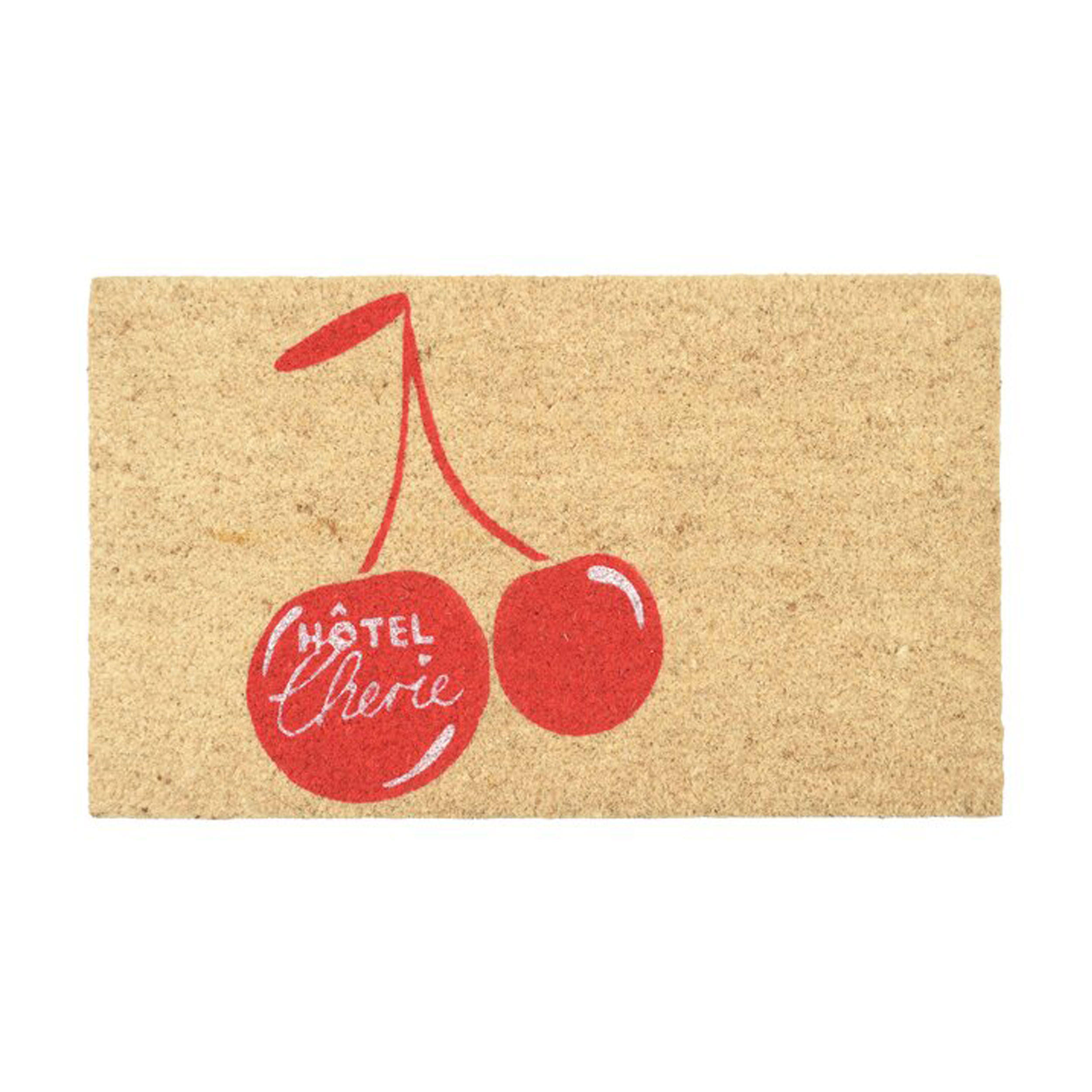 FUSSMATTE Hotel Cherie, Kokos / PVC, Natur / Rot, 75 x 45 cm - Beige, Naturmaterialien (3/46.5cm) - Gift Company