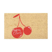 FUSSMATTE Hotel Cherie, Kokos / PVC, Natur / Rot, 75 x 45 cm - Beige, Naturmaterialien (3/46.5cm) - Gift Company