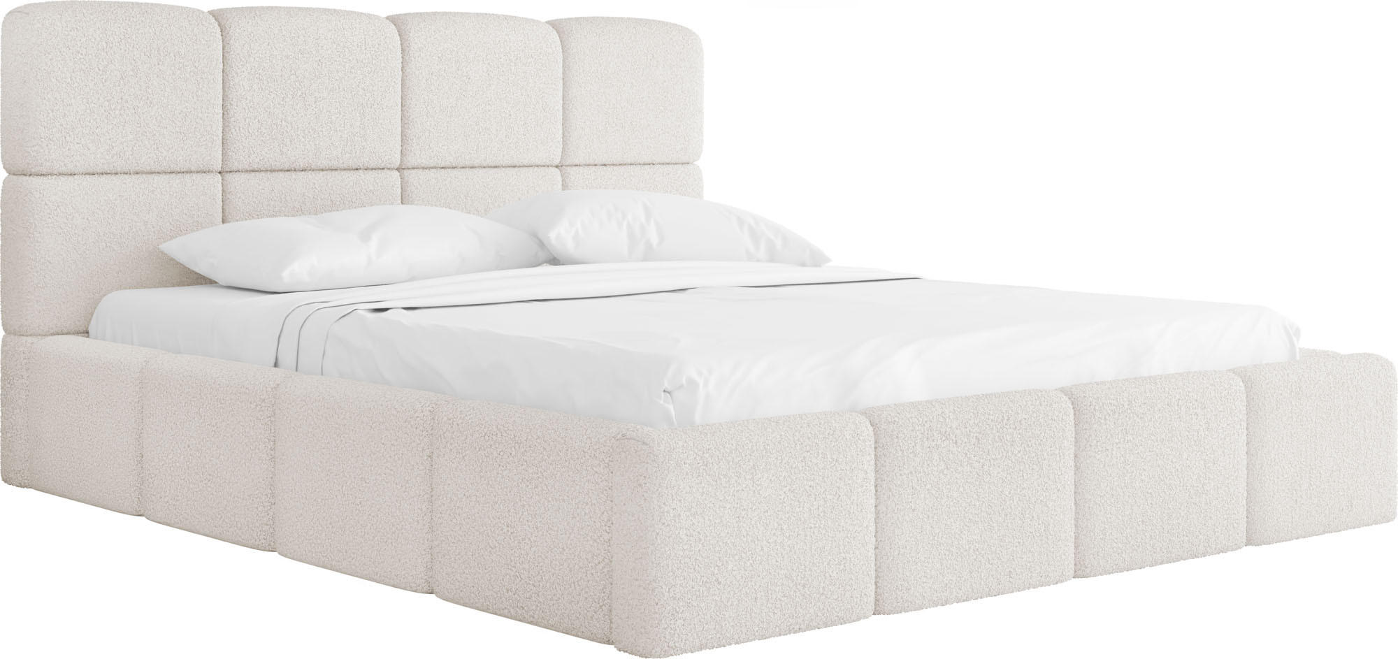 POLSTERBETT Tivio mit Bettkasten, Creme Boucle 160x200 cm - Birkefarben/Schwarz, Holz/Holzwerkstoff (160/200cm) - WFL GROUP