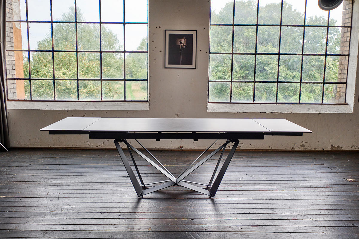 ESSTISCH ISTAR Grau Glas - Schwarz/Grau, Glas/Metall (180/90/76cm) - KAWOLA