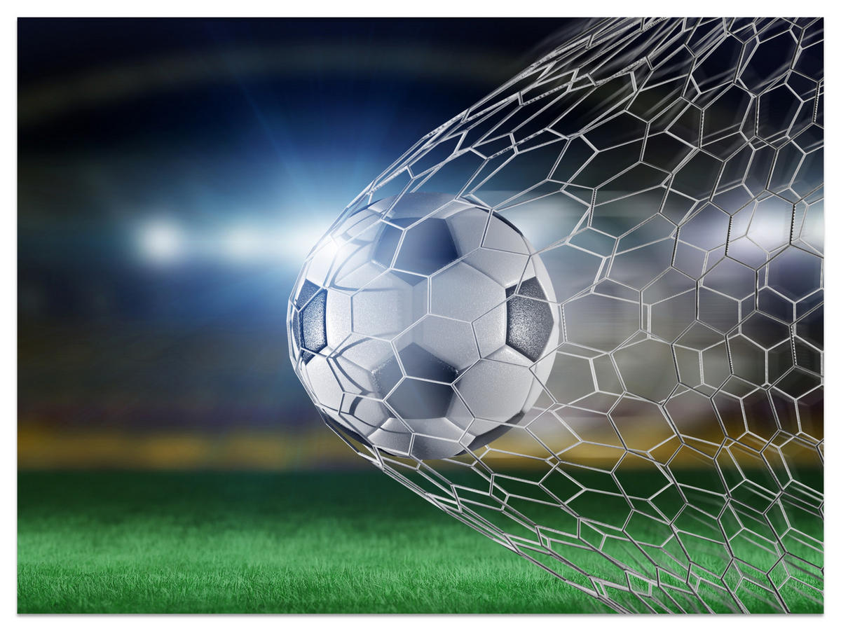 FOTOTAPETE für Jugendzimmer Fußball Tor Stadion Ball 100x70 - Schwarz/Weiß, Papier (100/70cm) - Muralo