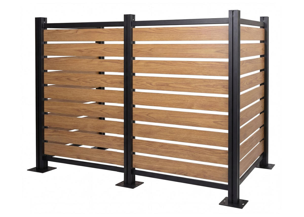 MÜLLTONNEN-ZAUN Alu 130x206x110cm Hellbraun - Hellbraun, Metall (206/130/110cm) - PROREGAL