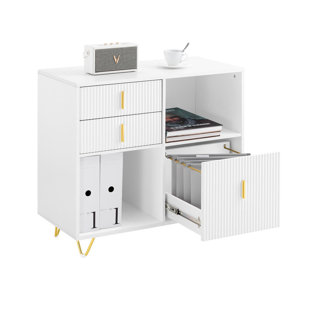 AKTENSCHRANK Weiß - Weiß, Holzwerkstoff/Metall (80/75/40cm) - SoBuy