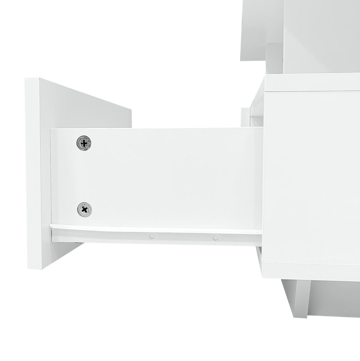COUCHTISCH 90/55/41 cm weiß aus Spanplatte mit LED-Beleuchtung und 2 Schubladen - Weiß, Holzwerkstoff (90/55/41cm) - OKMYHOME