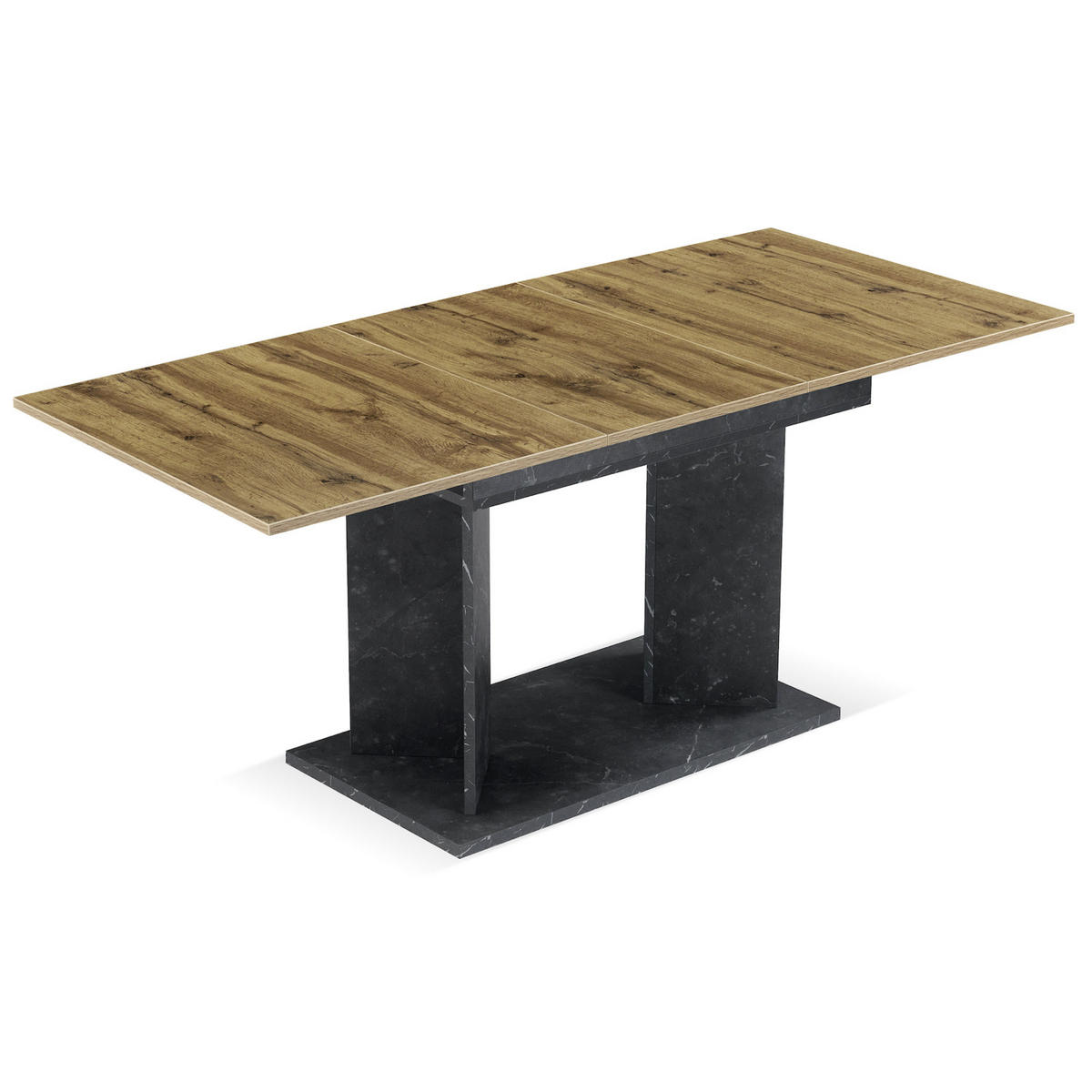 ESSTISCH VIVIAN 120-160/80/76 cm - Eiche Bianco/Anthrazit, Holzwerkstoff (80/120/76cm) - B&D Home