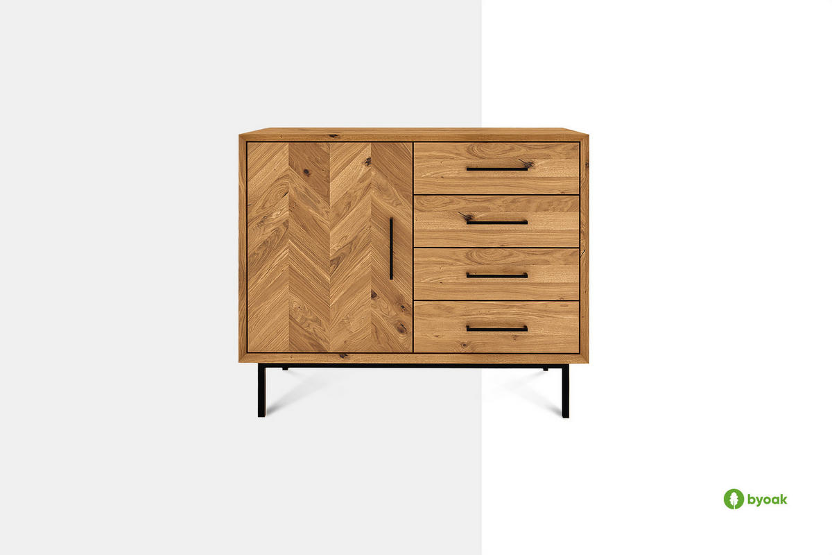 KOMMODE LEON Wildeiche - Wildeiche, Holz (97/80/45cm) - byoak