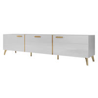 TV-LOWBOARD Picru 200 3D - Goldfarben/Weiß, Holzwerkstoff/Kunststoff (204/47/38cm) - MIRJAN24