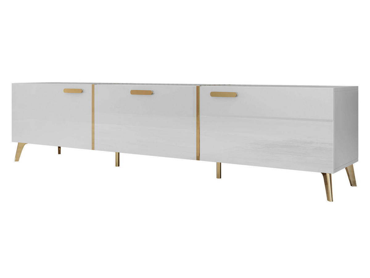 TV-LOWBOARD Picru 200 3D - Goldfarben/Weiß, Holzwerkstoff/Kunststoff (204/47/38cm) - MIRJAN24