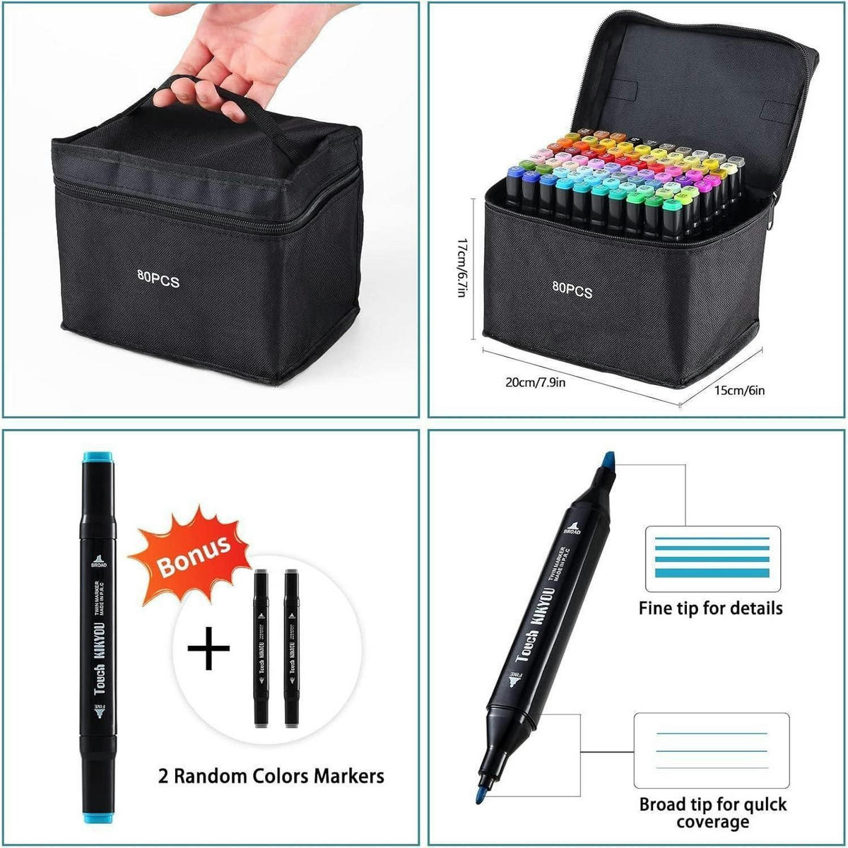 ALKOHOLMARKER 80 Farben Set mit Tragetasche - Multicolor, Kunststoff (20/14/16cm)