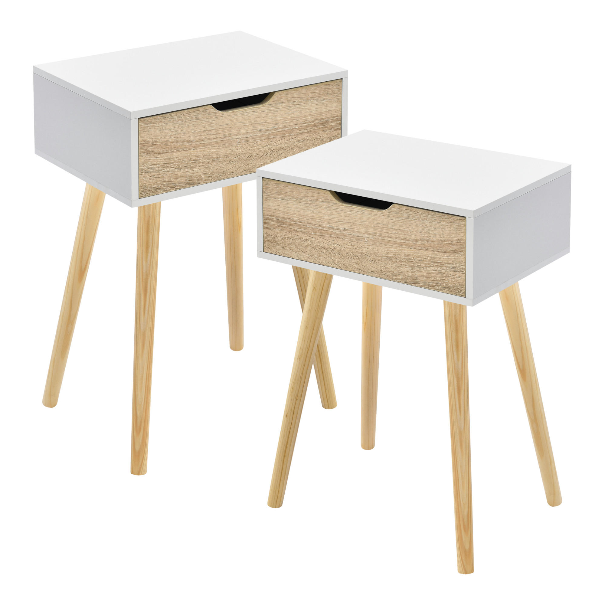 BEISTELLTISCH-SET 2 TLG. Östersund - Eichefarben/Naturfarben, Holz/Holzwerkstoff (29.5/40/60cm) - [en.casa]