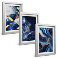 BILDER SET 3er Set - 20x30 cm Silberner Rahmen - Abstrakte, elegante Muster - Silberfarben, Kunststoff (20/30cm) - TULUP