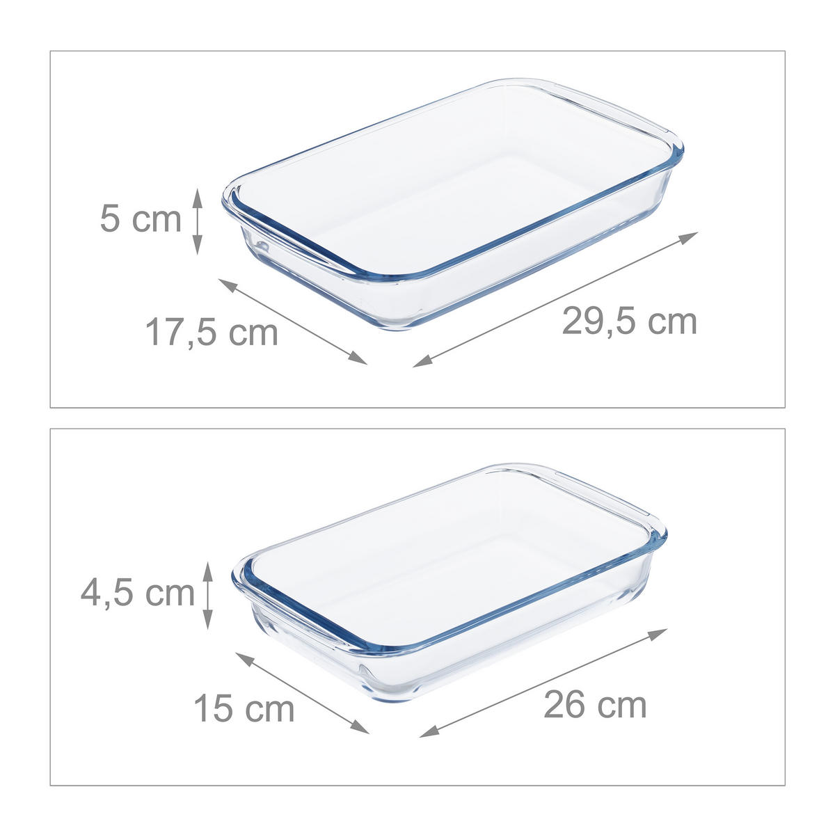 2-TLG.AUFLAUFFORM-SET - Transparent, Glas (17.5/29.5/5cm) - Relaxdays