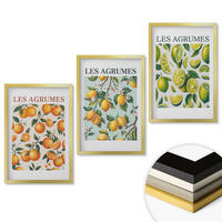 WANDBILDER 3er Set - 40x60 cm Goldrahmen - Fruchtige Zitrus-Pastellmuster - Goldfarben, Kunststoff (40/60cm) - ArtPrintCave