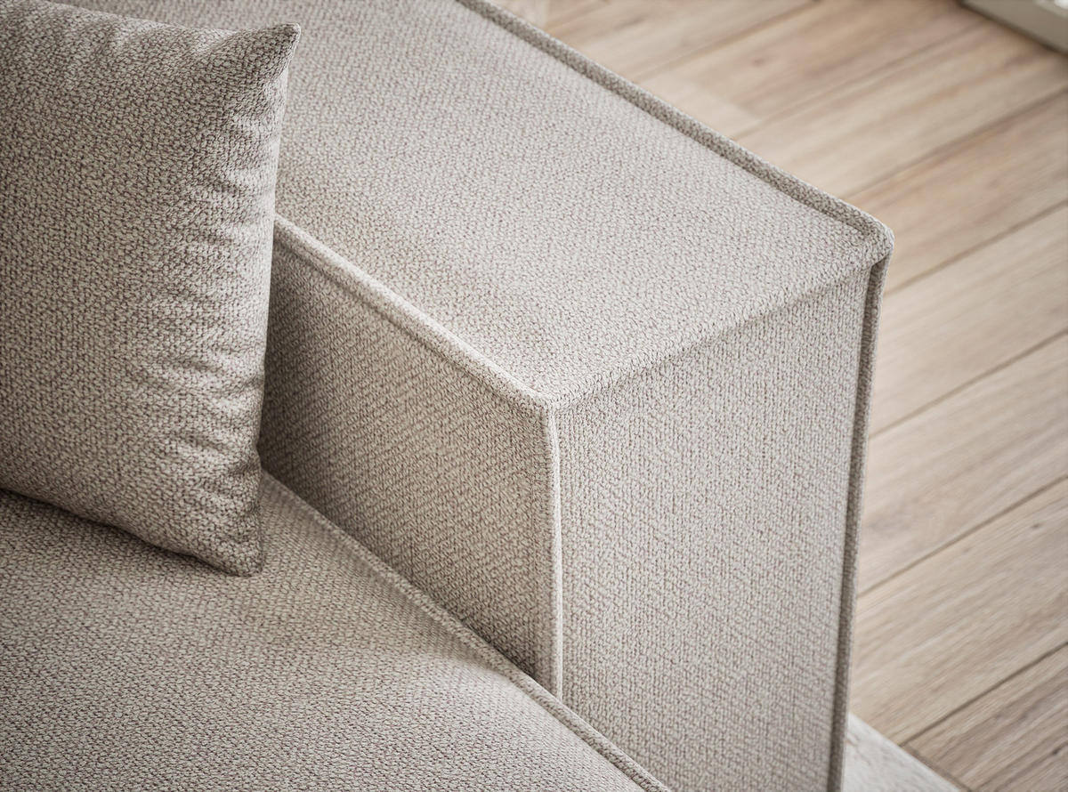 ECKSOFA MIT SCHLAFFUNKTION Zaya Seidengrau Webstoff - Beige/Schwarz, Holz/Holzwerkstoff (255/148cm) - Maison de Reve