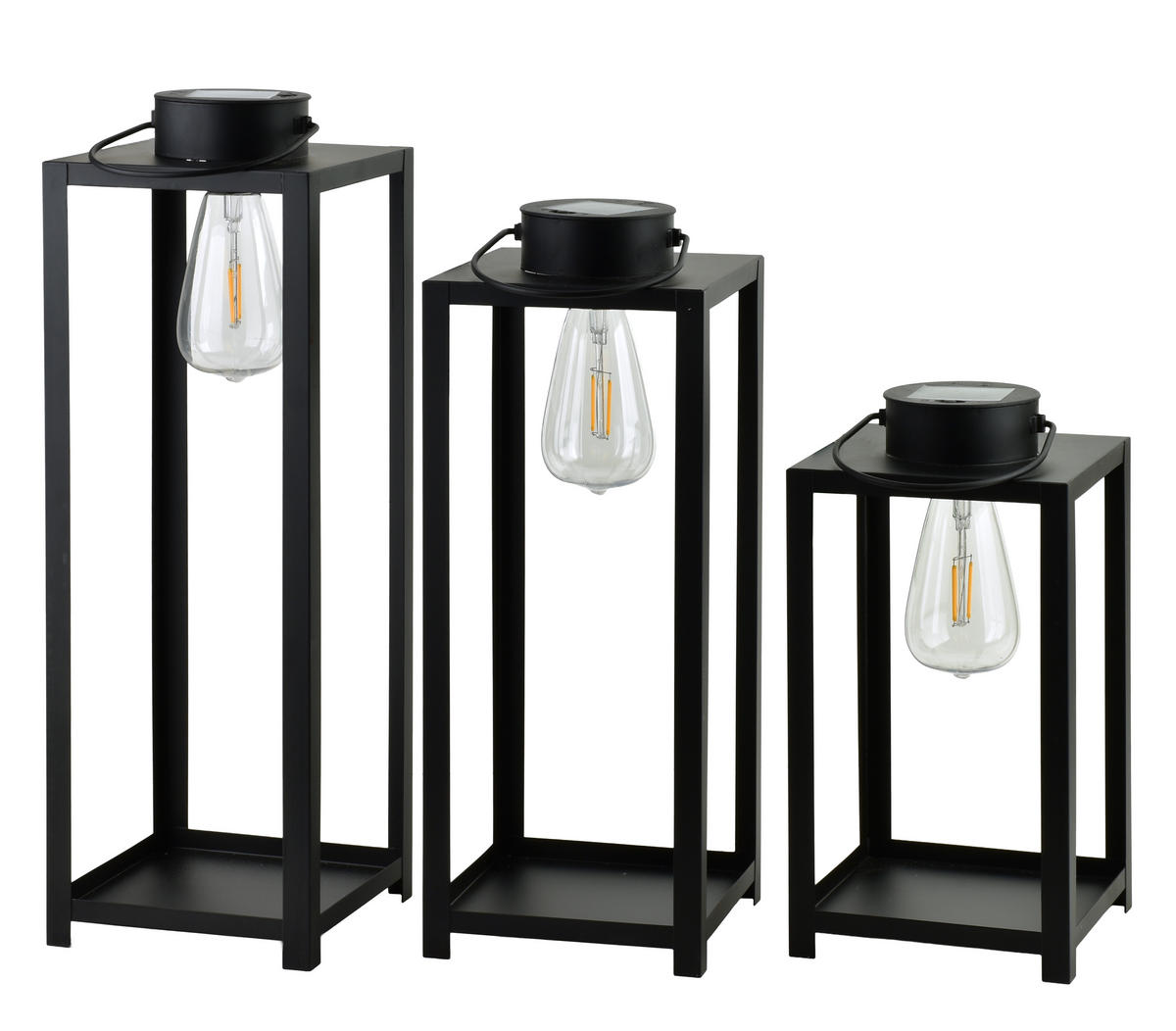 LATERNE Sokke schwarz 15/15/40 cm Kunstoff - Schwarz, Kunststoff (18/40/18cm) - Mondex