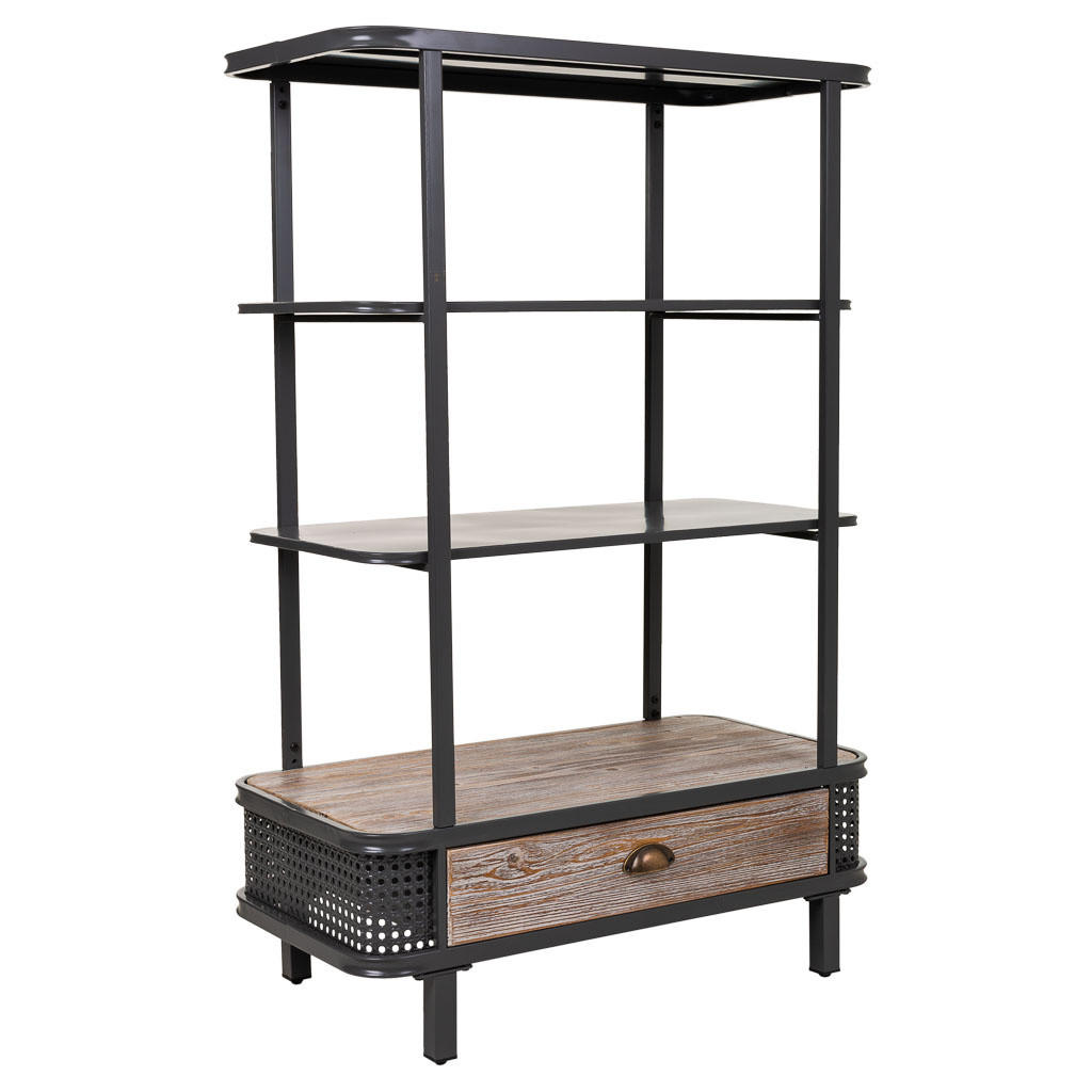 REGAL aus Metall und Holz, Grau, 80x40x121 - Grau, Metall (80/121/40cm) - Wanderlust