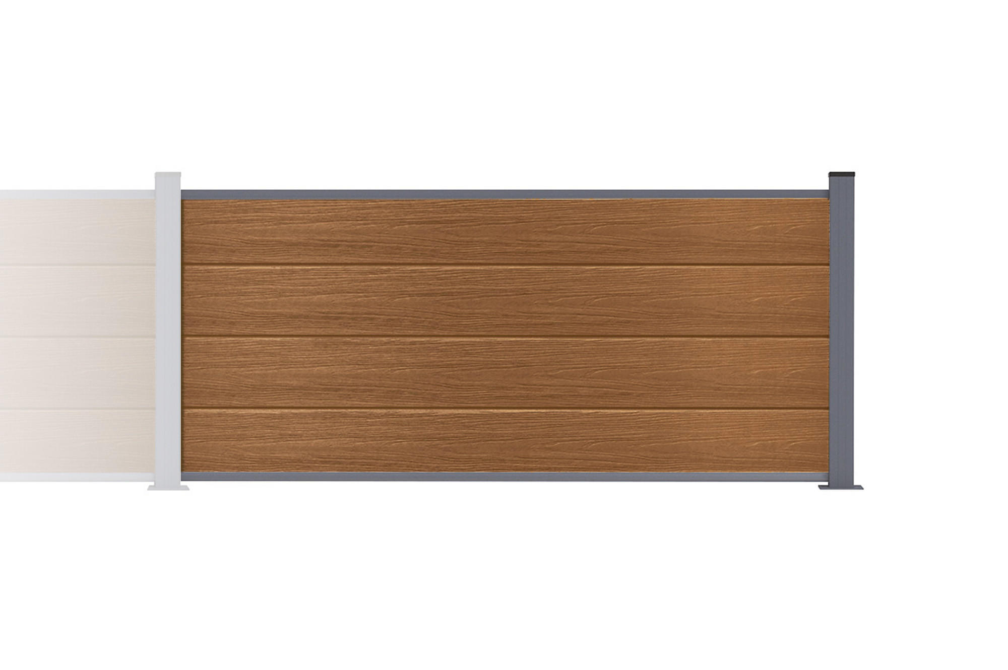 ERWEITERUNGSSET für Verbundzaun 2 m STOCKHORN H. 90 cm auf Sockel, Teak - Braun, Holzwerkstoff (200/90cm) - Casanoov