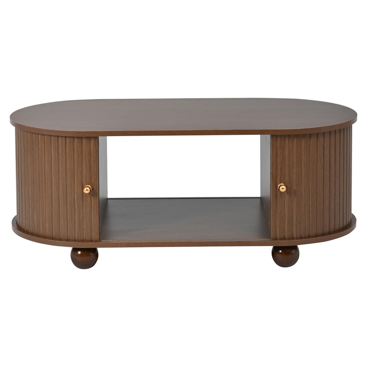 COUCHTISCH 100/50/40 cm, Walnuss, mit Stauraum und 360° Schiebetüren - Walnussfarben, Holz/Holzwerkstoff (50/100/40cm) - CHICFURN