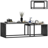 COUCHTISCH DE-15812 2er-Set nestbar, industrieller Stil Dunkelgrau - Dunkelgrau, Holzwerkstoff (90/48/42cm) - ComfortXL