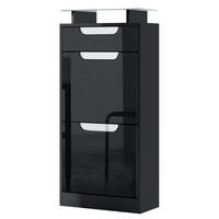 SCHUHSCHRANK Fiesta Schwarz Hochglanz / Weiß Hochglanz - Schwarz Hochglanz, Holzwerkstoff (46/104/23cm) - Vladon