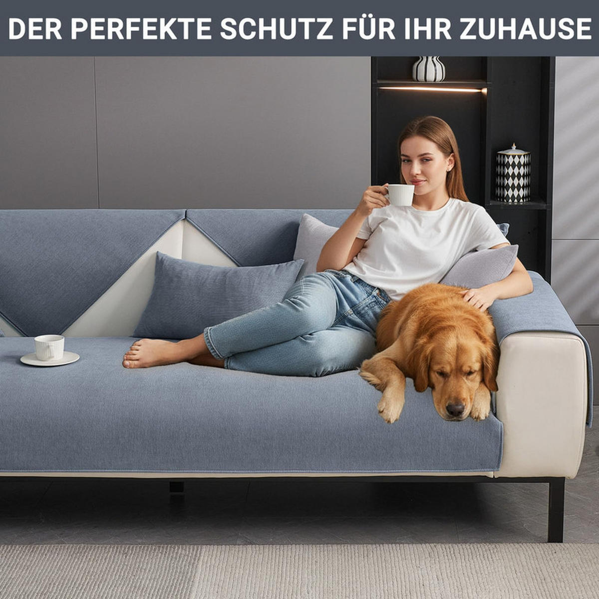 SOFAÜBERWURF Blaugrau 1 Stück - Blaugrau, Textil (70/70cm) - Coonoor