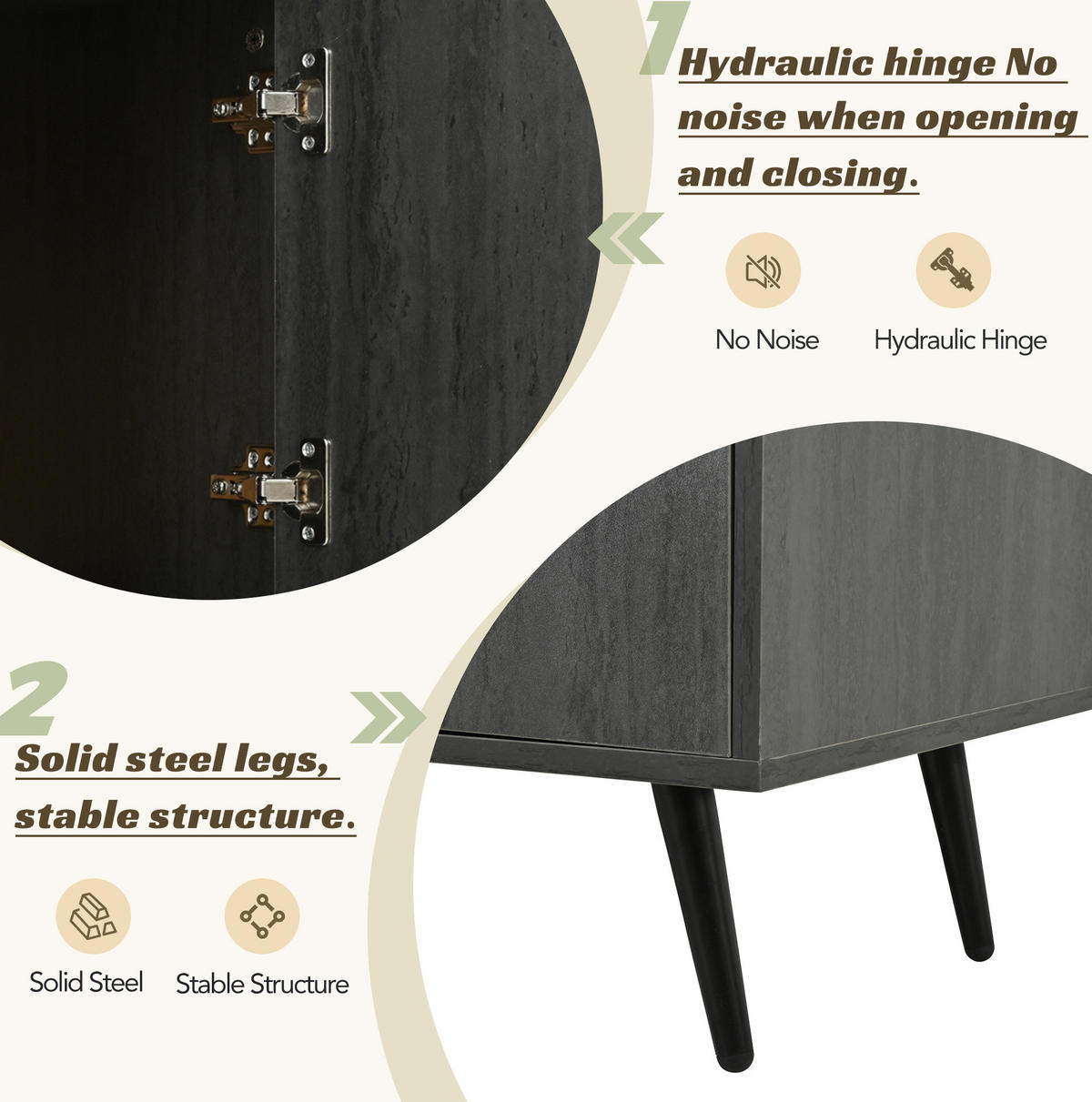 LOWBOARD 200/40/55.5 cm in Grau und Braun aus MDF mit Kabelmanagement - Grau, Holzwerkstoff (40/55.5/200cm) - OKMYHOME