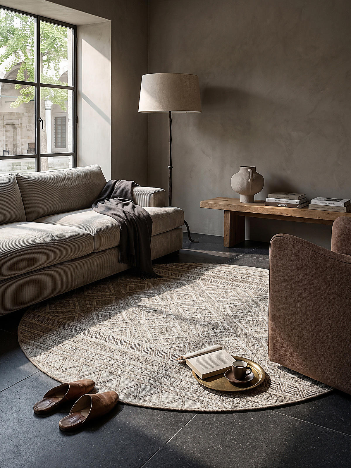TEPPICH Flachgewebe ESERA Ethno-Rauten Polypropylen Beige 160 x 160 cm - Beige, Textil (160/160cm) - KADIMA DESIGN
