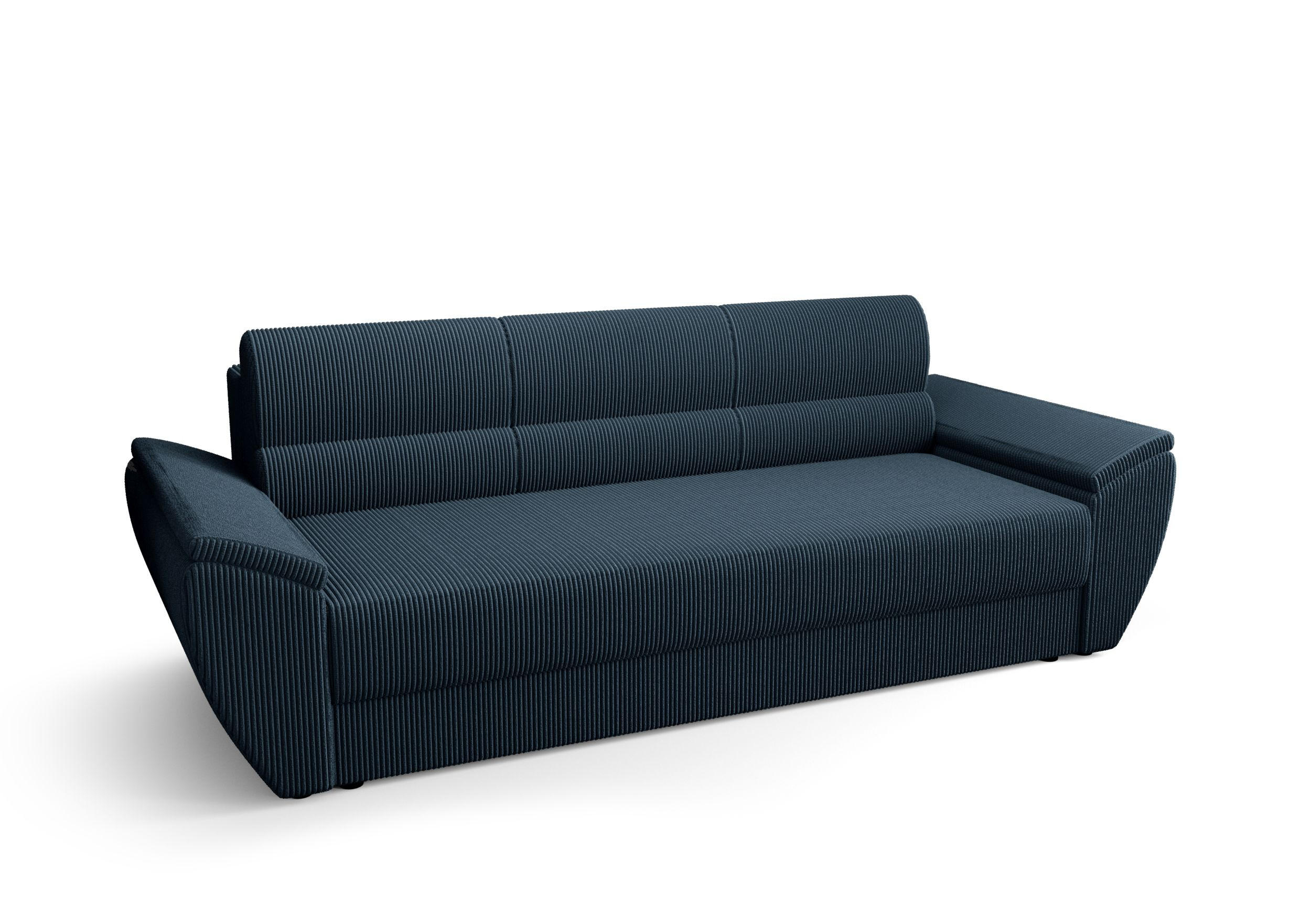 SOFA REBI BIS mit Schlaffunktion POSO 05 mit Stauraum - Dunkelblau, Textil (80/78/240cm) - Bedante