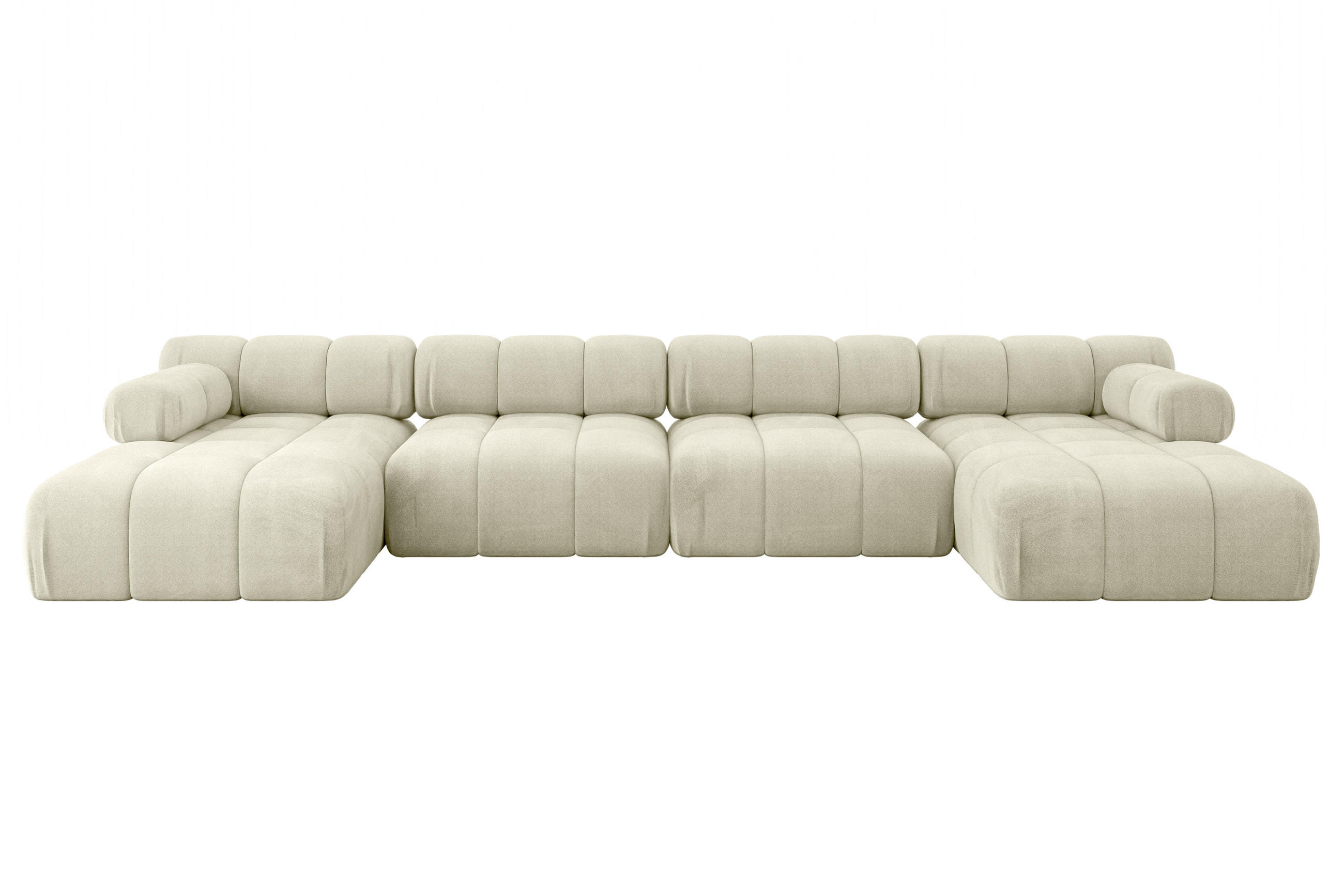 WOHNLANDSCHAFT modulares Sofa Tesso-U2 - 380x160x70 cm Beige Velours - Beige, Holzwerkstoff/Textil (380/70/160cm) - ALTDECOR