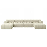 WOHNLANDSCHAFT modulares Sofa Tesso-U2 - 380x160x70 cm Beige Velours - Beige, Holzwerkstoff/Textil (380/70/160cm) - ALTDECOR