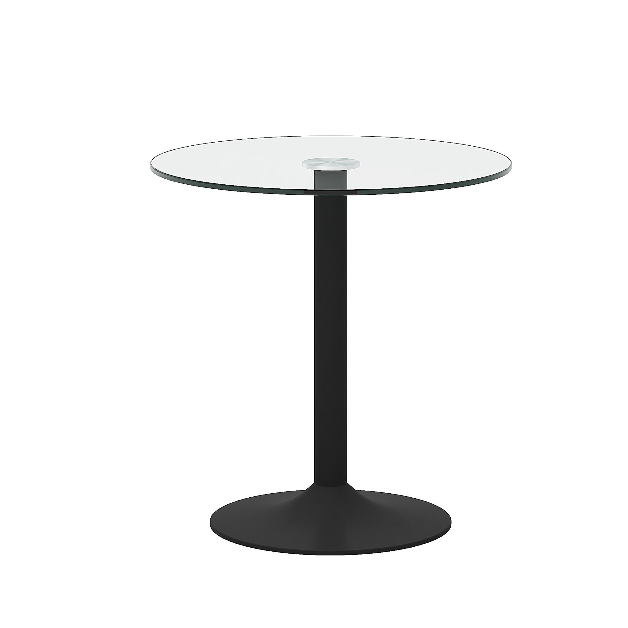RUNDER Bartisch 89/89 cm, Höhe 92 cm mit Glasplatte und schwarzem Metallgestell - Schwarz, Holzwerkstoff (89/89/92cm) - BEAOK