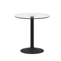 RUNDER Bartisch 89/89 cm, Höhe 92 cm mit Glasplatte und schwarzem Metallgestell - Schwarz, Holzwerkstoff (89/89/92cm) - BEAOK