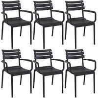 GARTENSTUHL Lars 6er Set 58x59x85cm Kunststoff Schwarz Stapelstuhl - Schwarz, Kunststoff (58/85/59cm) - DELUKE