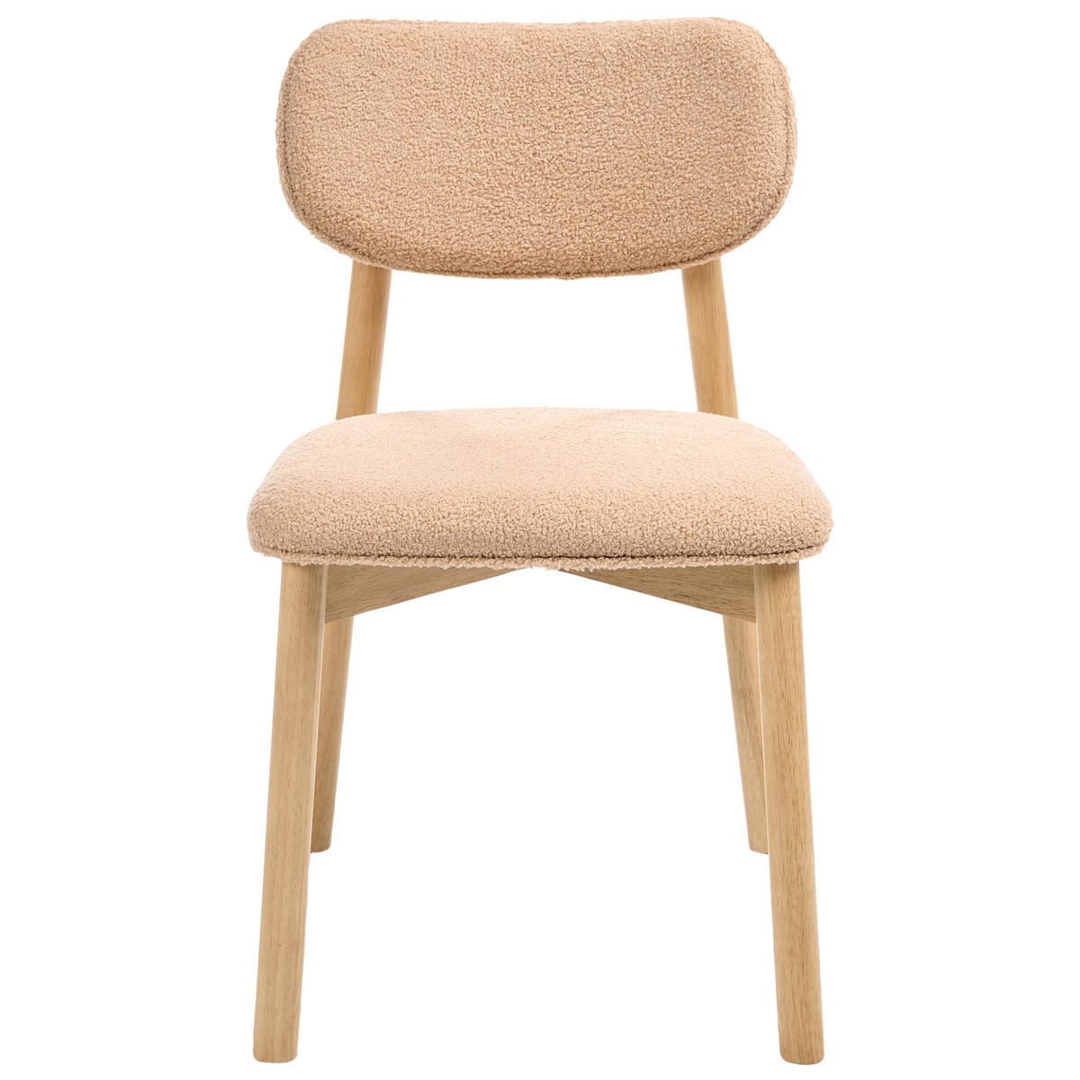MATSTOL set om 2 bouclé ljusbrun/beige Mills - Ljusbrun, Textil (50/80/58cm) - Beliani