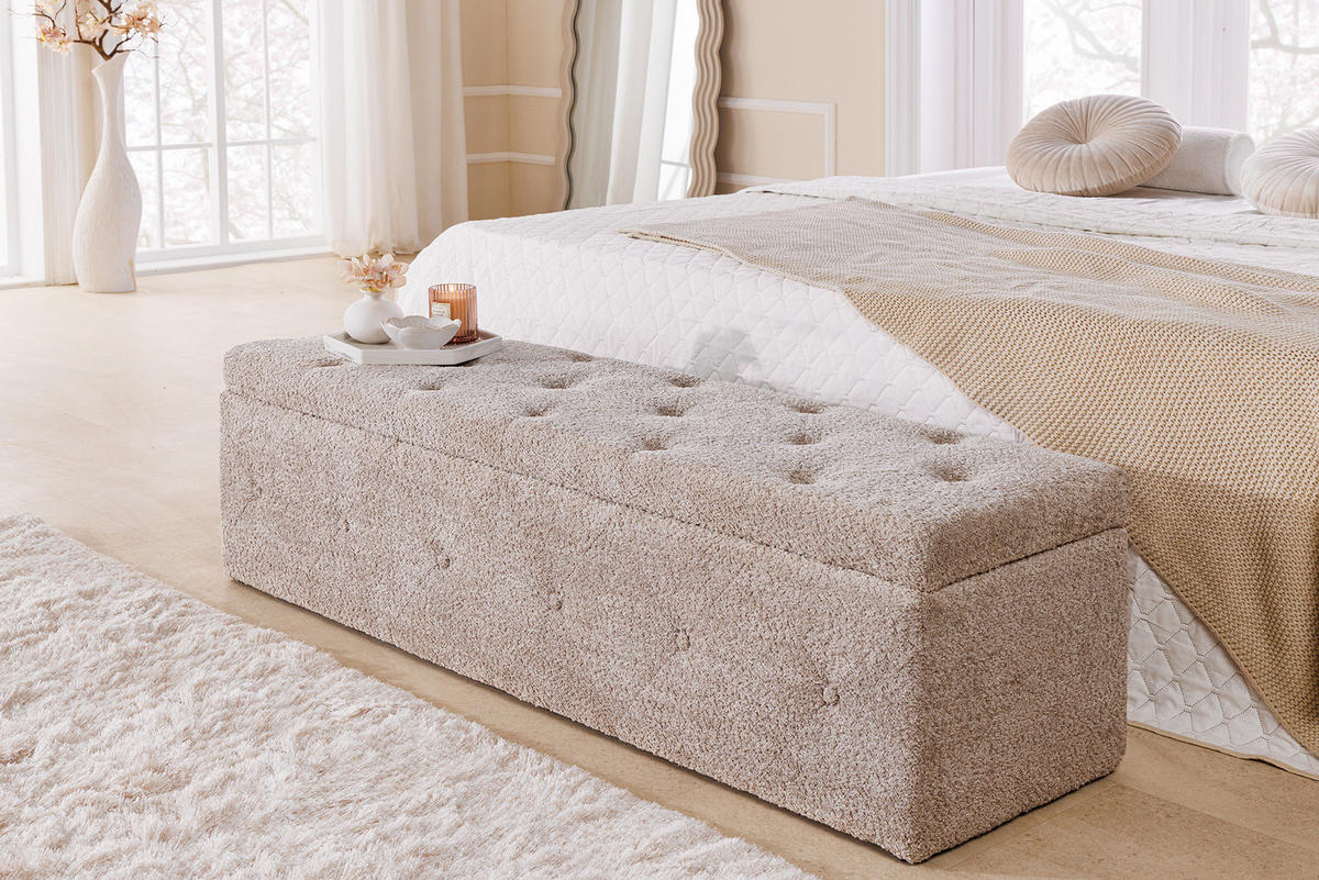 SITZBANK EXTRAVAGANCIA Bouclé Greige 140 cm - Greige, Textil (140/40/40cm) - riess-ambiente