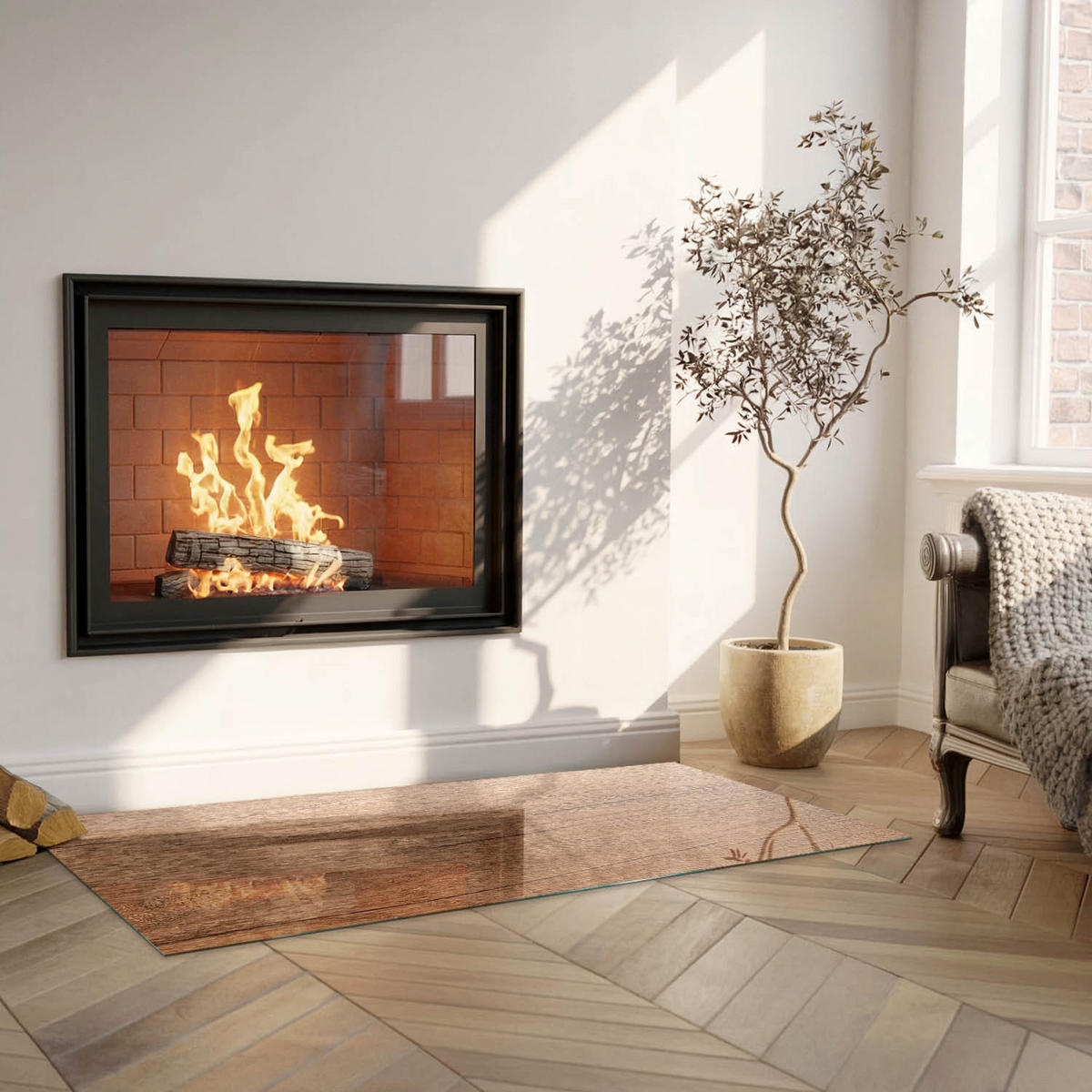 GLASPLATTE für Kamin 125x50 cm - Braun, Glas (125/50/0.4cm) - TULUP