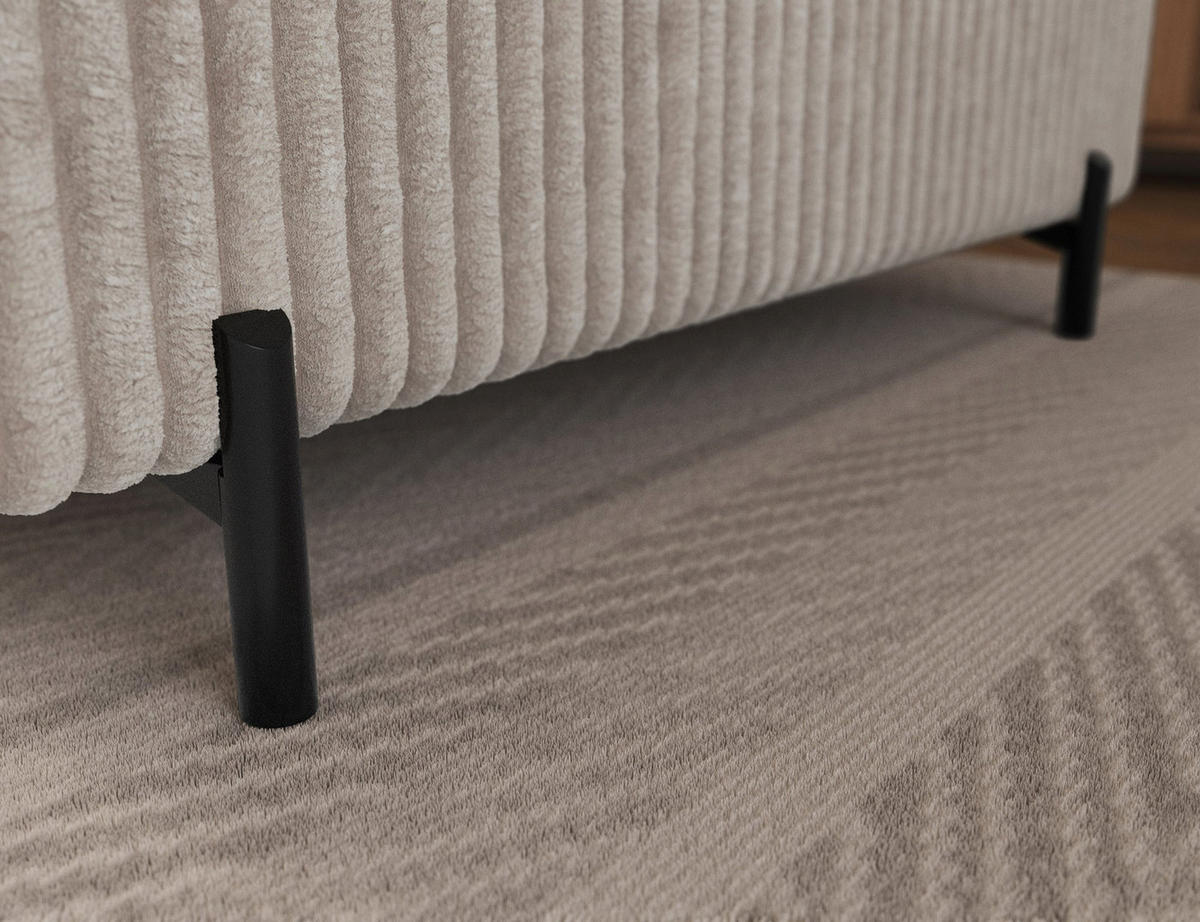 ECKSOFA COLESIO L-Form, Schlaffunktion, Bettkasten, verstellbare Kopfstützen, Wellenfederung, Metallfüße, breiter Cordstoff - Schwarz/Weiß, Kunststoff/Metall (269/204cm) - Wohnideebilder