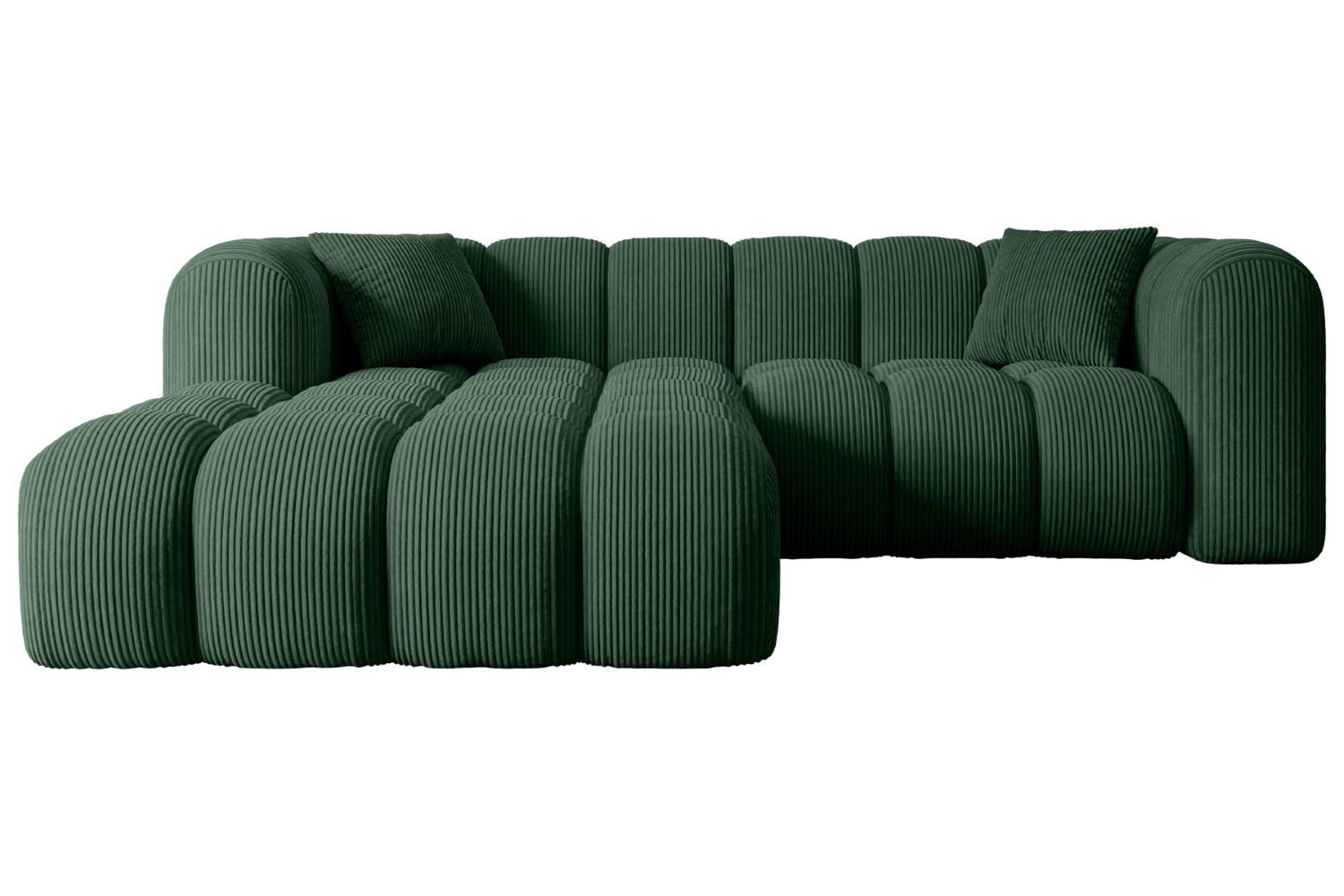 ECKSOFA Ottomane Links OLEA-L1 - 231x173x74 cm Grün Cord - Schwarz/Grün, Holzwerkstoff/Kunststoff (190/242cm) - ALTDECOR