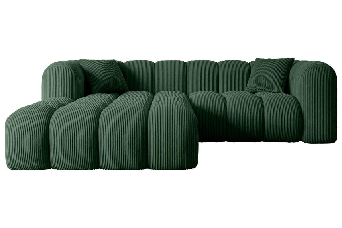 ECKSOFA Ottomane Links OLEA-L1 - 231x173x74 cm Grün Cord - Schwarz/Grün, Holzwerkstoff/Kunststoff (190/242cm) - ALTDECOR