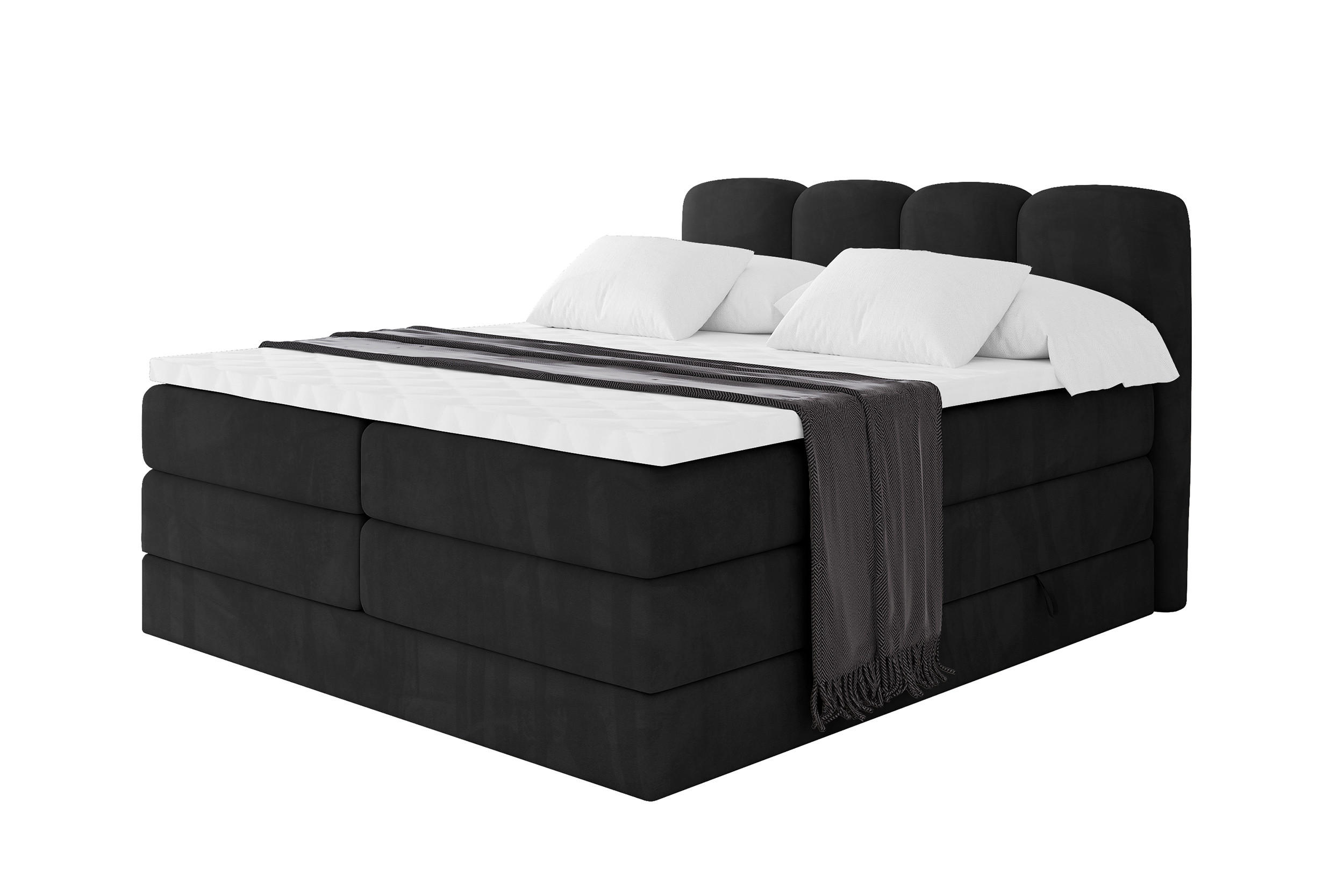 BOXBETT mit Matratze H3|H4 und Lattenrost - NINA KING - 140x200 cm Casablanca - Schwarz - Schwarz Hochglanz, Holzwerkstoff (140/200cm) - ALTDECOR