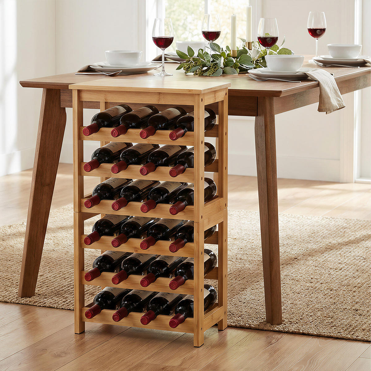 WEINREGAL - Hellbraun, Holz (36/82/24cm) - Relaxdays