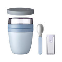 LUNCHPOT MIT SNACK-DECKEL UND KLAPPLÖFFEL Ellipse Nordic Blue 500 (+ 200 ml) - Hellblau, Kunststoff (10.7/16.9/10.7cm) - Mepal