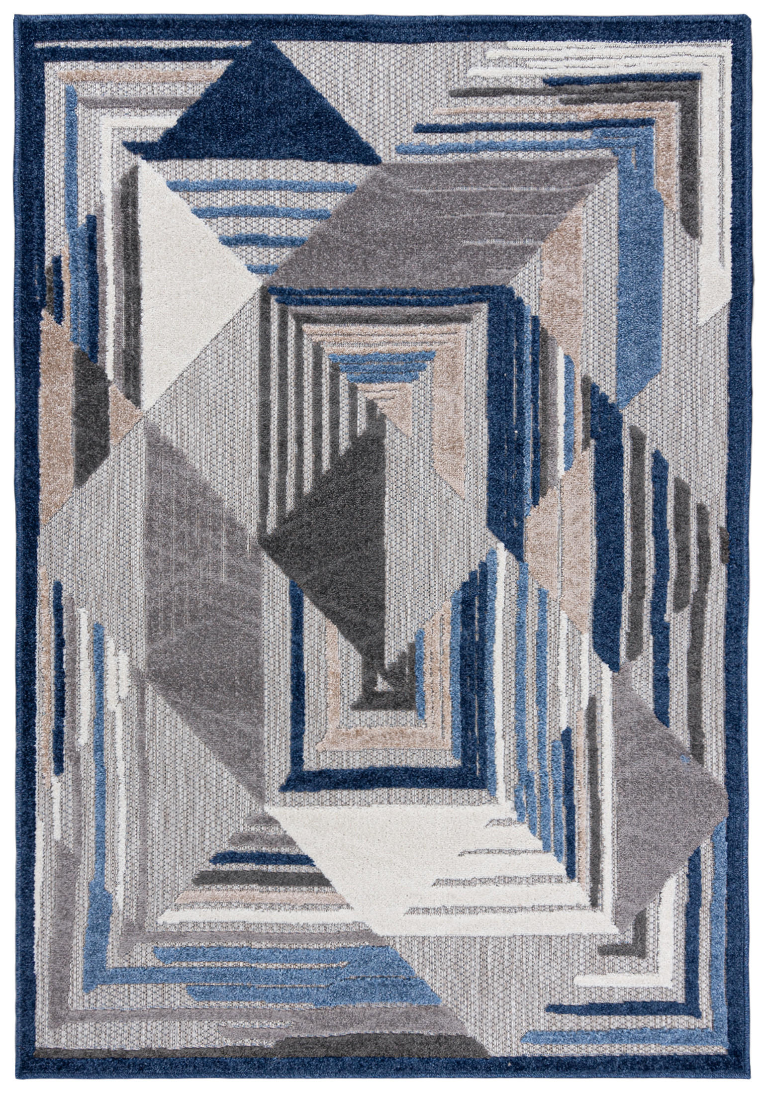 TEPPICH In-Outdoor Blau Abstract - Kurzflor Rechteckig Grau - 120 x 170 cm - Blau/Grau, Textil (120/170cm) - Mazovia