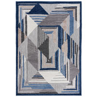 TEPPICH In-Outdoor Blau Abstract - Kurzflor Rechteckig Grau - 120 x 170 cm - Blau/Grau, Textil (120/170cm) - Mazovia